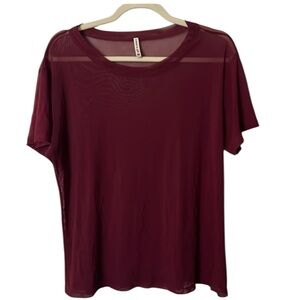 Emma and Sam Sheer shirt burgundy short sleeve